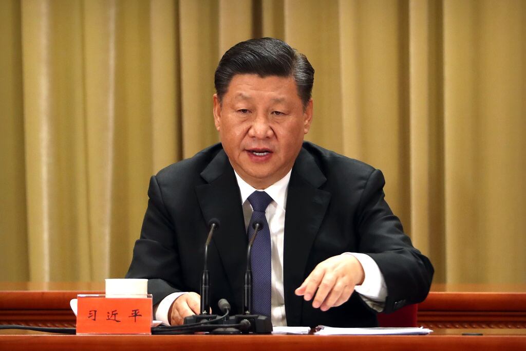 El presidente chino Xi Jinping habla en un acto oficial en Pekín
