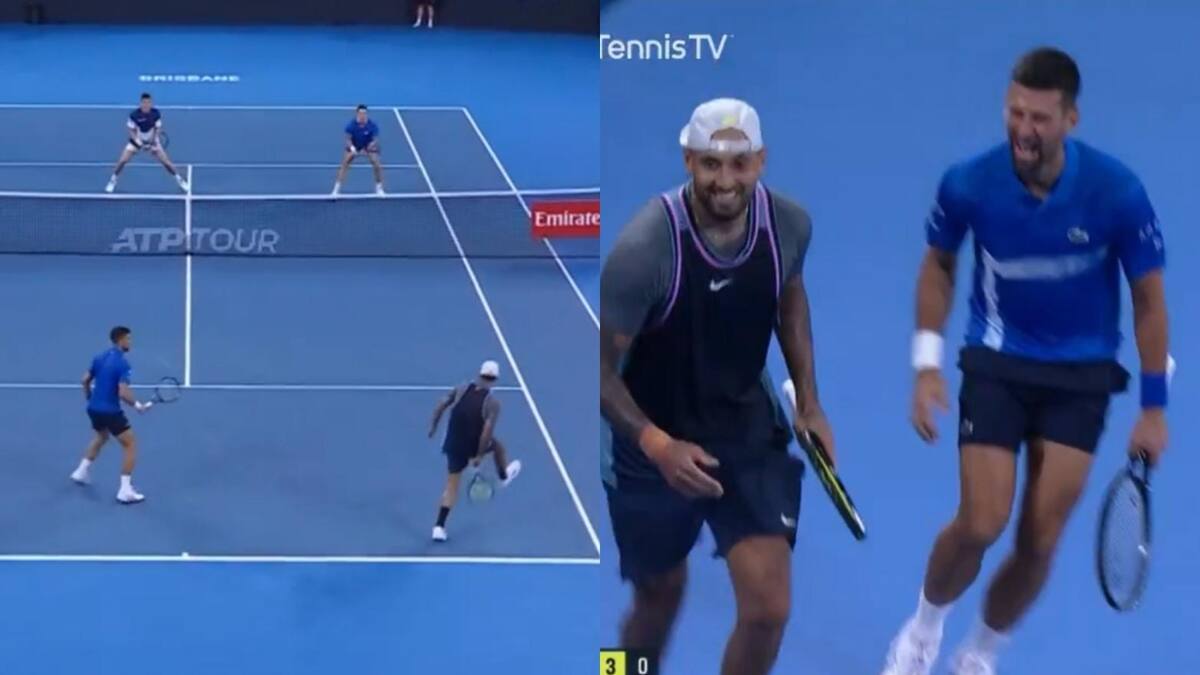 Kyrgios volvió a jugar acompañado de Djokovic y se lució con esta genialidad: “Nole” solo tuvo que mirar
