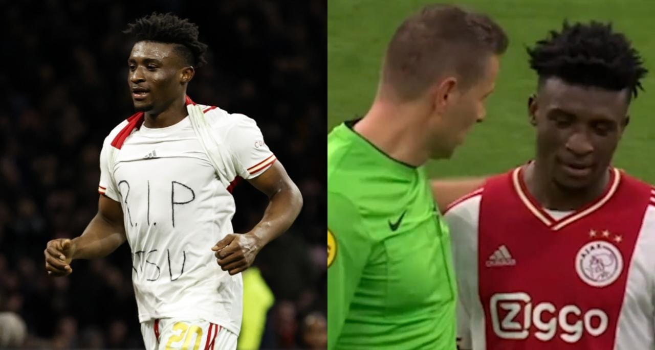Árbitro saca aplausos en Europa: no amonestó a jugador del Ajax que se quitó la camiseta para homenajear al fallecido Christian Atsu