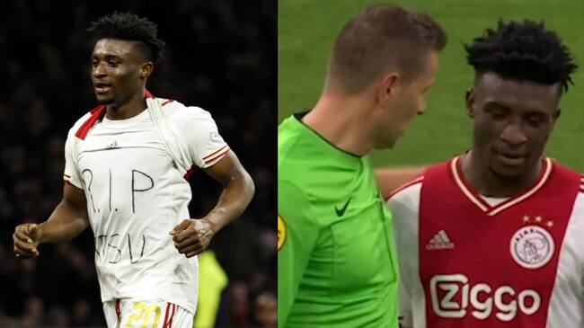 Árbitro saca aplausos en Europa: no amonestó a jugador del Ajax que se quitó la camiseta para homenajear al fallecido Christian Atsu