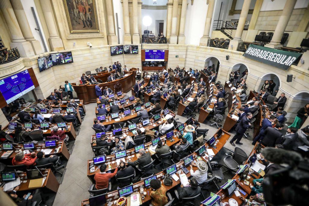 Vista del pleno en la sala del Senado de Colombia mientras legislan en la sede del congreso en la ciudad de Bogotá