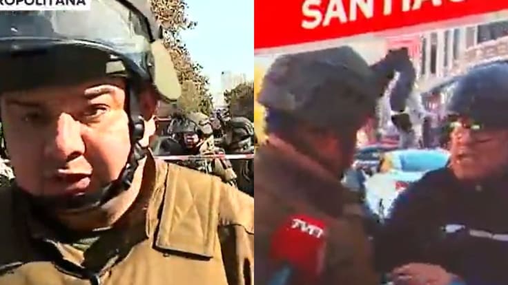 “Estás con hálito alcohólico”: tenso encontrón entre Carabineros y equipo de TVN se toma transmisión en vivo tras robo a policía