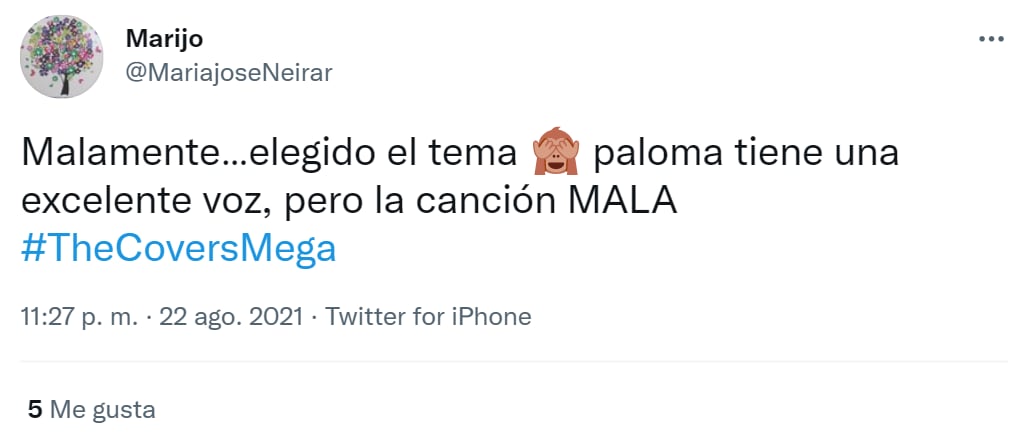 Opinión televidente sobre actuación de Paloma Soto en «The Covers»