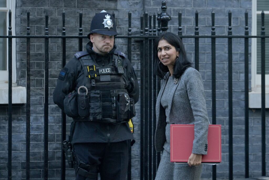 La renunciada ministra de interior británica Suella Braverman en Londres