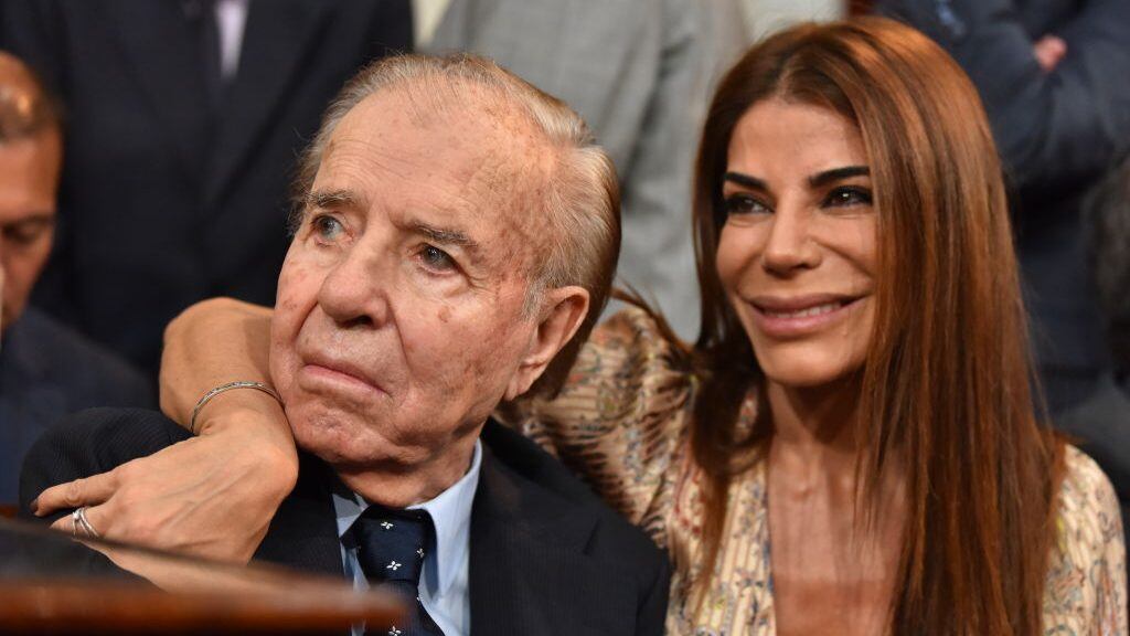 BUENOS AIRES, ARGENTINA - DECEMBER 10: Former President Carlos Menem and Zulemita Menem during the Presidential Inauguration Ceremony at National Congress on December 10, 2019 in Buenos Aires, Argentina. (Photo by Amilcar Orfali/Getty Images)