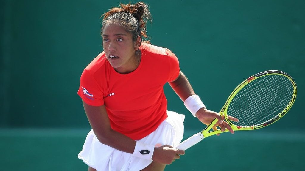 TOLUCA, MEXICO - ENERO 8: Daniela Seguel de Chile, durante el tercer da de la Copa Federacion de Tenis Zona Americana Grupo 1 en el Club deportivo La Asuncion, el 8 de Enero de 2017 en Toluca, Mexico FOTO:AGENCIAUNO/JAIME LOPEZ/JAM MEDIA