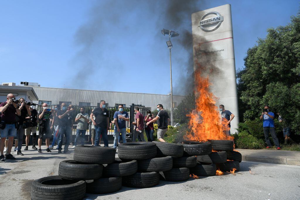 Protestas contra el cierre de la planta de Nissan en Barcelona