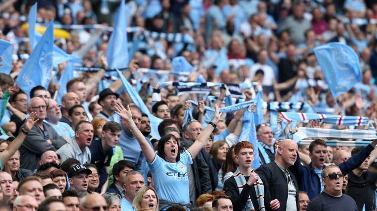 LONDON, ENGLAND - MAY 18: Manchester City fans show their support during the FA Cup Final match between Manchester City and Watford at Wembley Stadium on May 18, 2019 in London, England. (Photo by Victoria Haydn/Manchester City FC via Getty Images)