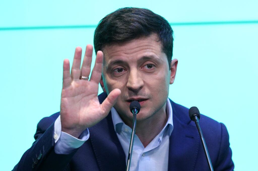 El presidente de Ucrania Volodimir Zelenski en la campaña electoral