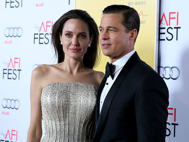HOLLYWOOD, CA - NOVEMBER 05: Writer-director-producer-actress Angelina Jolie Pitt (L) and actor-producer Brad Pitt attend Audi at the opening night gala premiere of 'By the Sea' during AFI FEST 2015 presented by Audi at TCL Chinese 6 Theatres on November 5, 2015 in Hollywood, California (Photo by Jonathan Leibson/Getty Images for Audi)