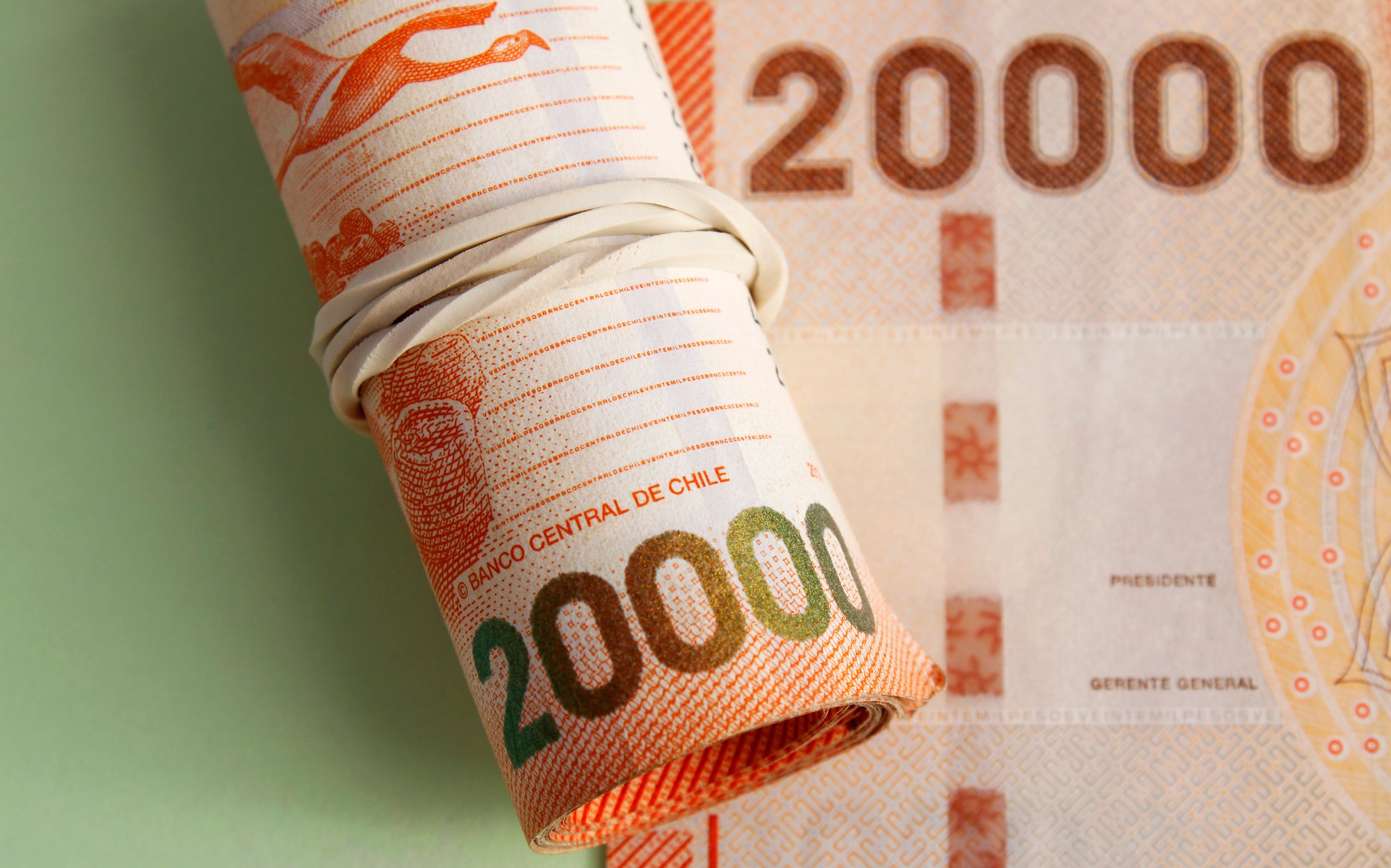 Detail of Chilean peso bills