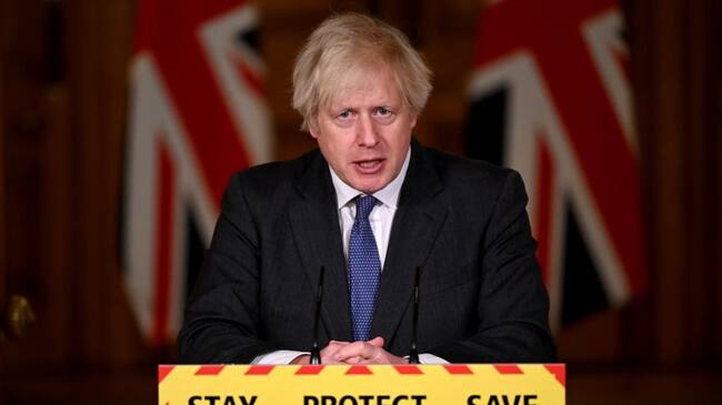 Britain's Prime Minister Boris Johnson attends a virtual press conference on the novel coronavirus COVID-19 pandemic, at 10 Downing Street in central London on January 22, 2021. - There is "some evidence" that the new strain of coronavirus identified in Britain is not only more transmissible but also more deadly, Prime Minister Boris Johnson said Friday. "It also now appears that there is some evidence that the new variant... may be associated with a higher degree of mortality," he said at a Downing Street press conference. (Photo by Leon Neal / POOL / AFP) (Photo by LEON NEAL/POOL/AFP via Getty Images)