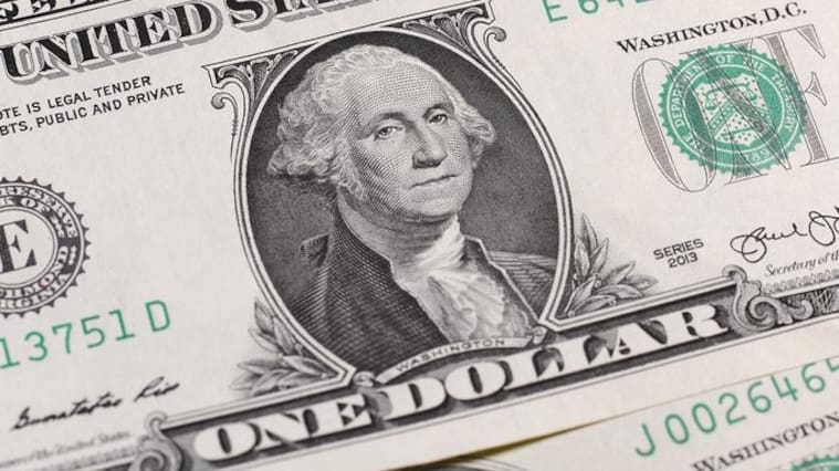 close up of $1 US dollar banknote