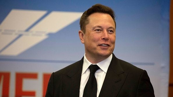 CAPE CANAVERAL, FL - MAY 27: Elon Musk, founder and CEO of SpaceX, participates in a press conference at the Kennedy Space Center on May 27, 2020 in Cape Canaveral, Florida. NASA astronauts Bob Behnken and Doug Hurley were scheduled to be the first people since the end of the Space Shuttle program in 2011 to be launched into space from the United States, but the launch was postponed due to bad weather. (Photo by Saul Martinez/Getty Images)