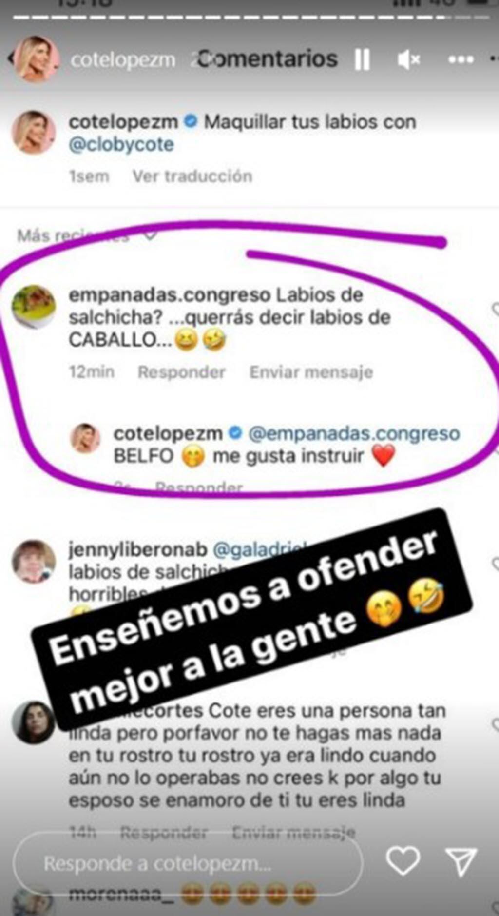 Coté López sobre sus labios
