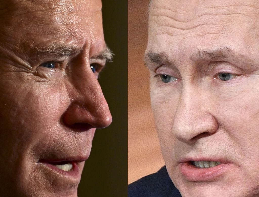 Imagen que reúne a Biden ante Putin