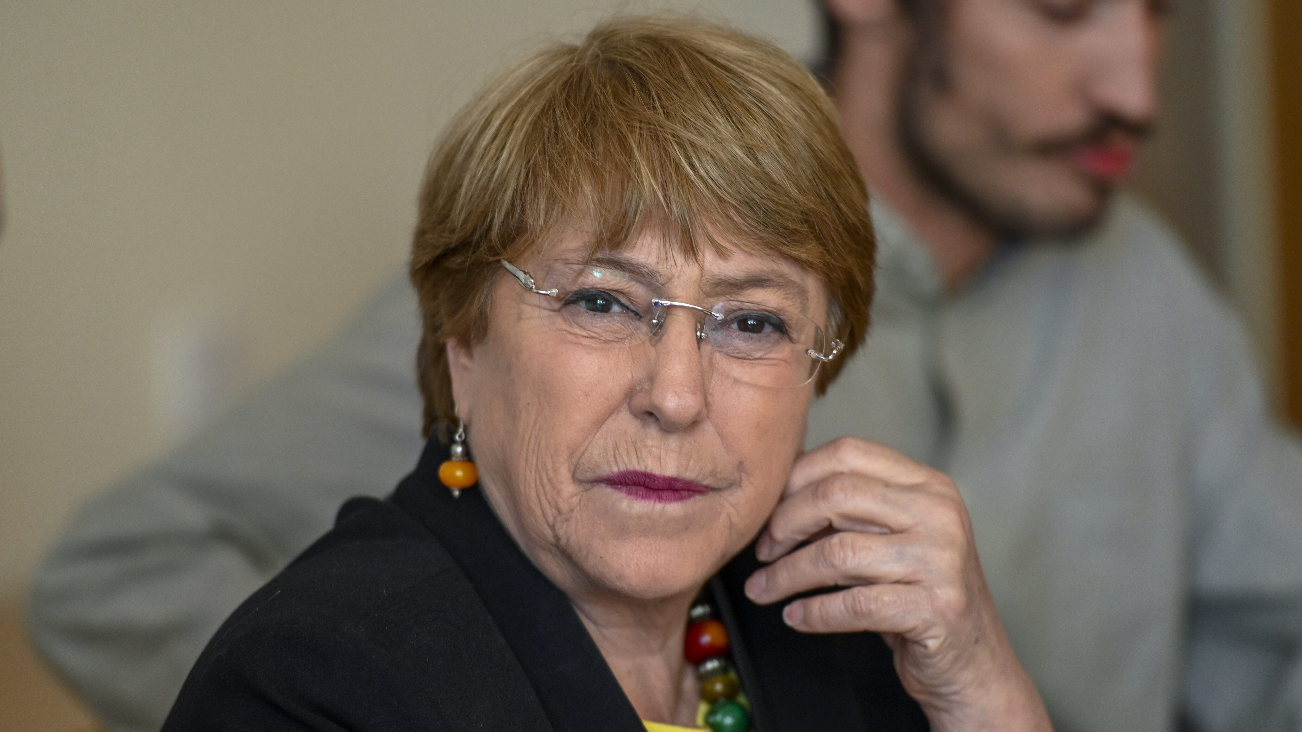 LISBON, PORTUGAL - APRIL 29: United Nations High Commissioner for Human Rights, Michelle Bachelet, listens to the meeting introduction before delivering opening remarks while hosting a debate on key human rights issues in the country at ICS – Instituto de Ciências Sociais da Universidade de Lisboa on April 29, 2019 in Lisbon, Portugal. Dr. Bachelet, who served as President of Chile from 2006 to 2010 and again from 2014 to 2018, became the United Nations High Commissioner for Human Rights on September 01, 2018. (Photo by Horacio Villalobos#Corbis/Corbis via Getty Images)