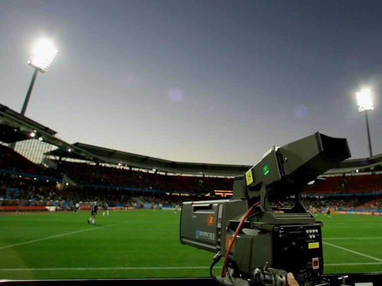 NUREMBERG, GERMANY - JUNE 18:  A TV cameraman is seen during the FIFA Confederations Cup 2005 match between Argentina and Australia on June 18, 2005 in Nuremberg, Germany.  (Photo by Sandra Behne/Bongarts/Getty Images)