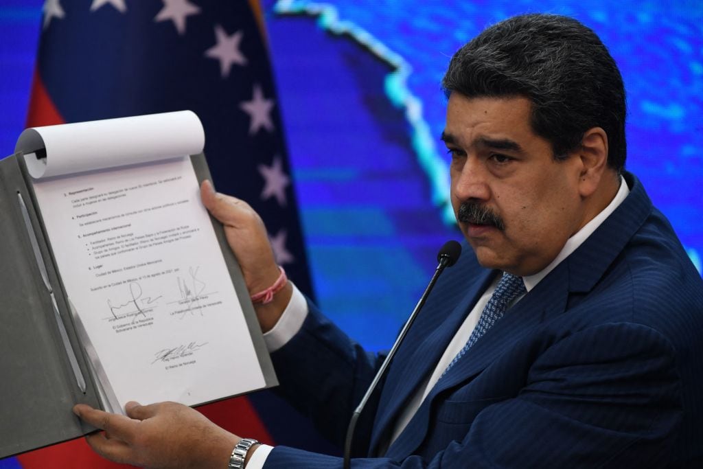 Nicolas Maduro durante una conferencia en el Palacio de Miraflores