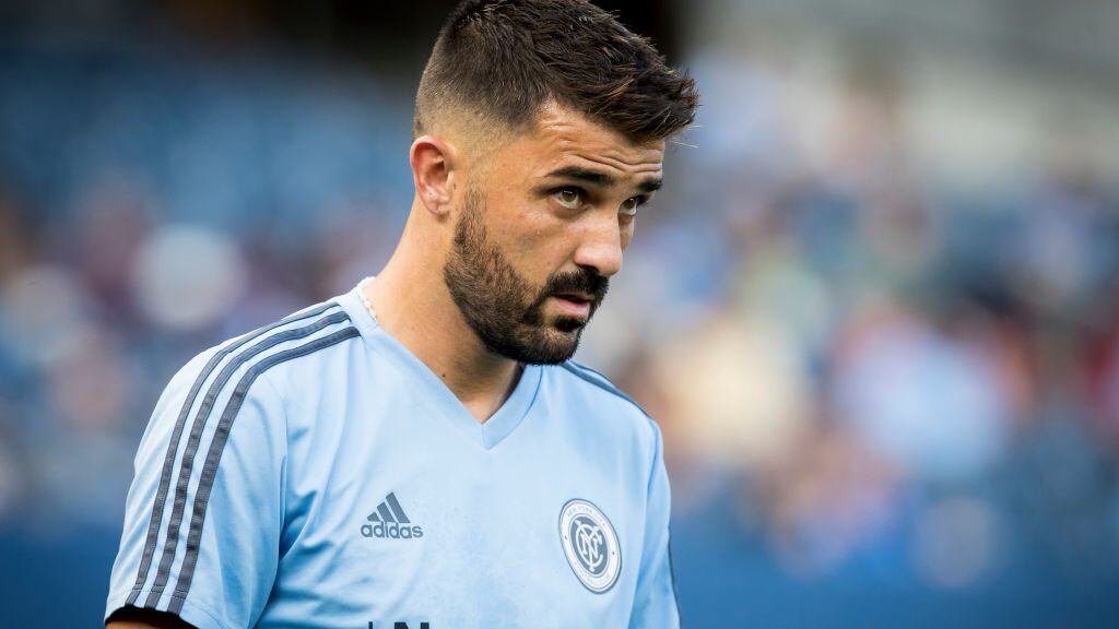 BRONX, NY - AUGUST 22: David Villa #7 of New York City during the Major League Soccer New York Derby match between New York City FC and New York Red Bulls at Yankee Stadium on August 22, 2018 in the Bronx borough of New York. The game ended in a tie of 1 to 1. (Photo by Ira L. Black/Corbis via Getty Images)