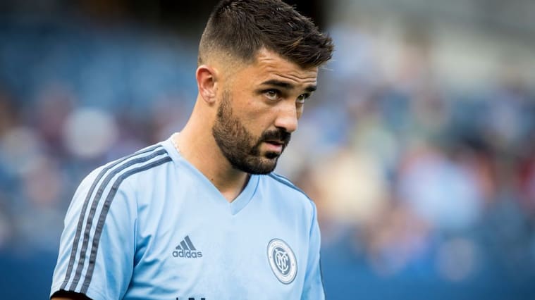 BRONX, NY - AUGUST 22: David Villa #7 of New York City during the Major League Soccer New York Derby match between New York City FC and New York Red Bulls at Yankee Stadium on August 22, 2018 in the Bronx borough of New York. The game ended in a tie of 1 to 1. (Photo by Ira L. Black/Corbis via Getty Images)
