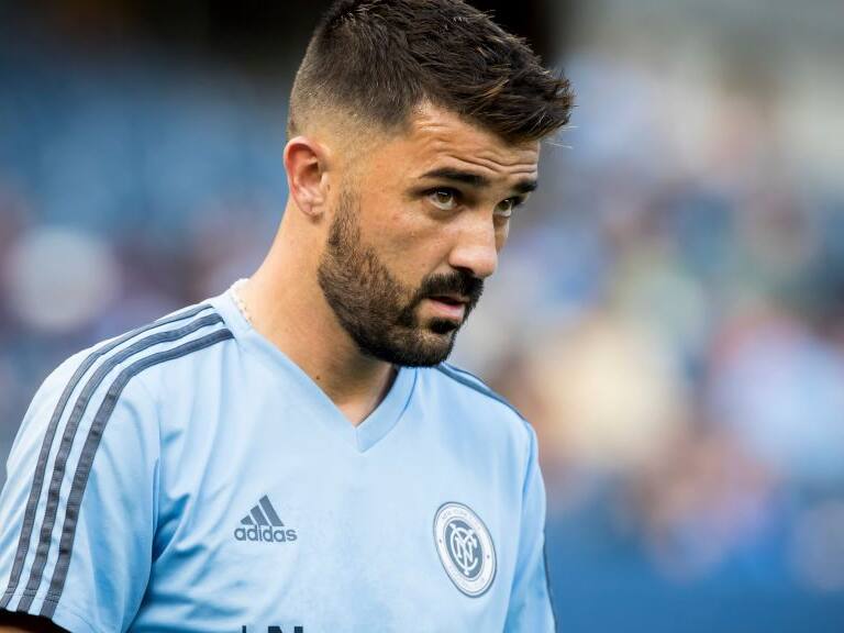 BRONX, NY - AUGUST 22: David Villa #7 of New York City during the Major League Soccer New York Derby match between New York City FC and New York Red Bulls at Yankee Stadium on August 22, 2018 in the Bronx borough of New York. The game ended in a tie of 1 to 1. (Photo by Ira L. Black/Corbis via Getty Images)