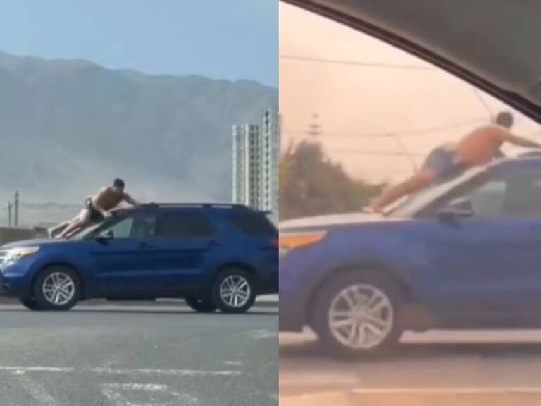 Se volvió viral en redes: revelan el motivo del video de hombre semidesnudo sobre un auto en Antofagasta