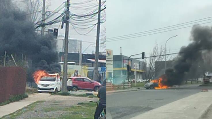 Delincuentes queman varios autos en Rancagua para evitar persecución tras robo a bodega de valores