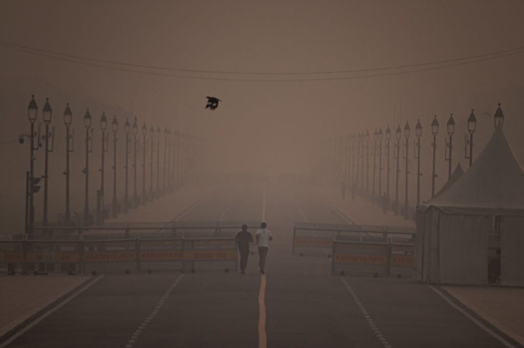 La alta polución en Nueva Delhi en la India