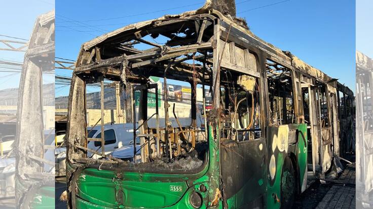 Bus quemado en Conchalí: desperfecto técnico provoca incendio con pasajeros a bordo