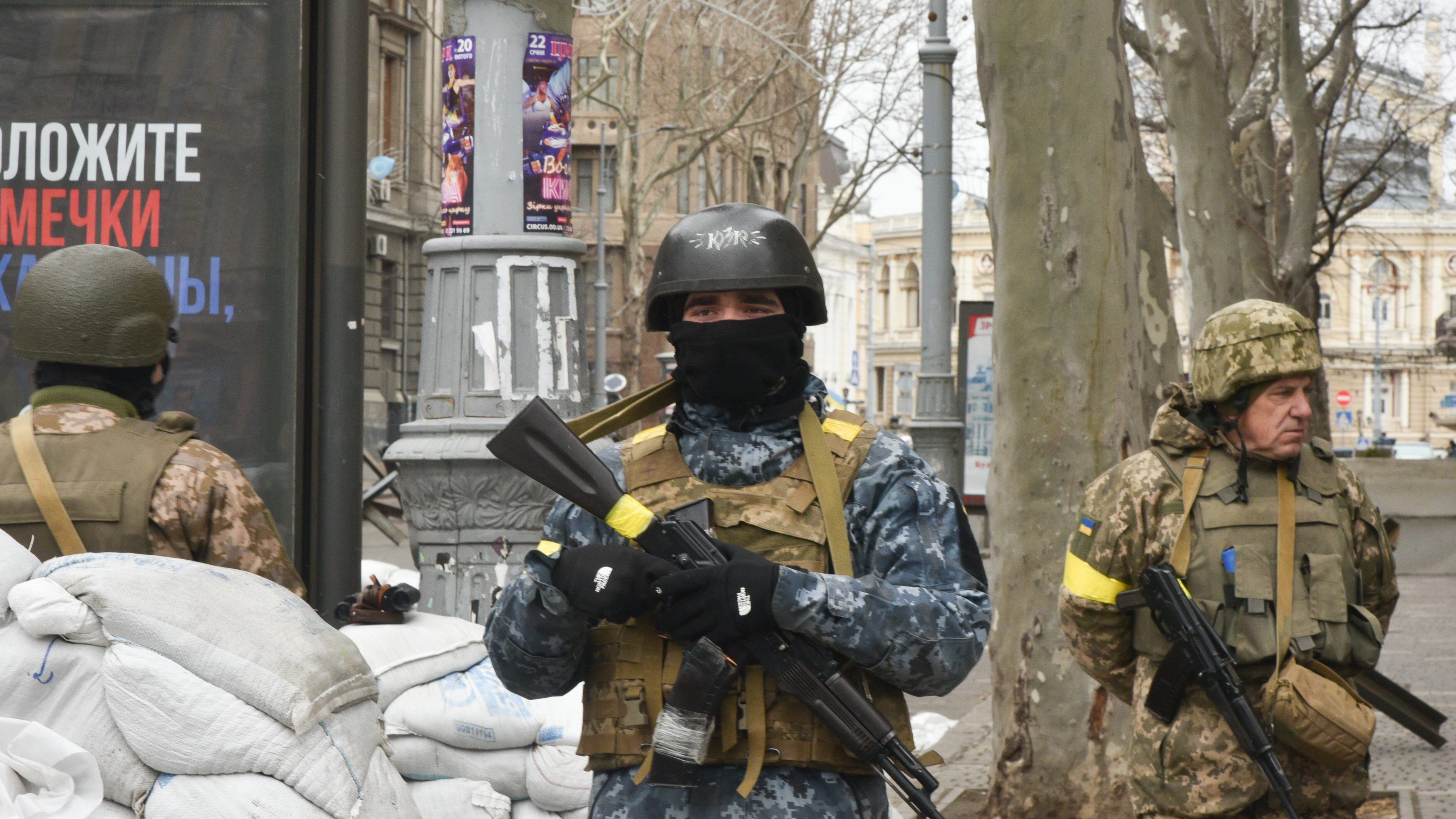 ODESSA, UKRAINE - MARCH 07: Security measures taken as part of defense preparations due to ongoing Russian attacks on Ukraine, in the southern Ukrainian city of Odessa on March 07, 2022. (Photo by Maksym Voitenko/Anadolu Agency via Getty Images)
