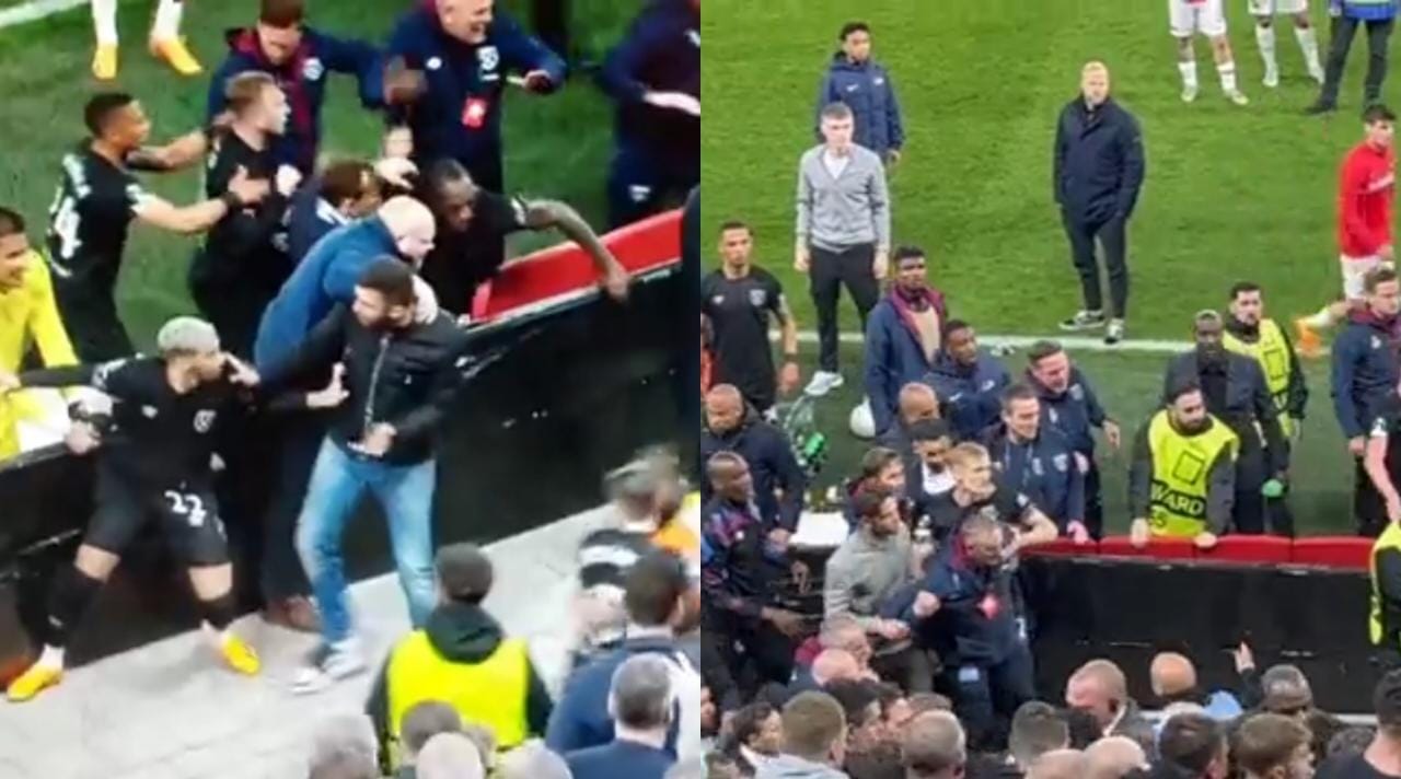 Jugadores del West Ham combaten contra hinchas rivales que agredieron a sus familiares en la Conference League
