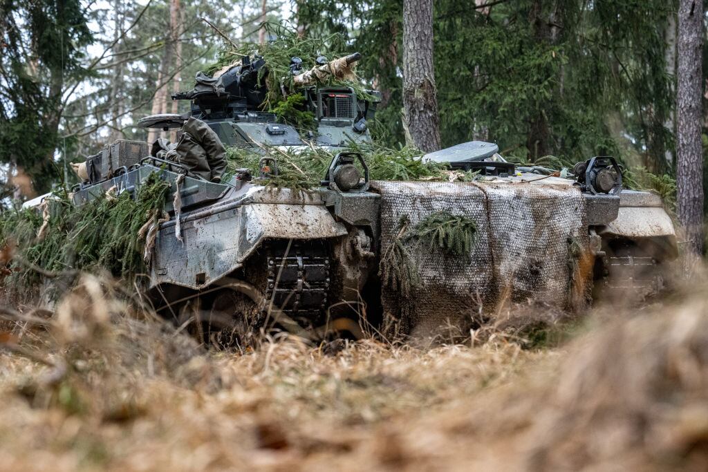 Tanque alemán Marder 1A3 en ejercicios militares en Hohenfels de Alemania