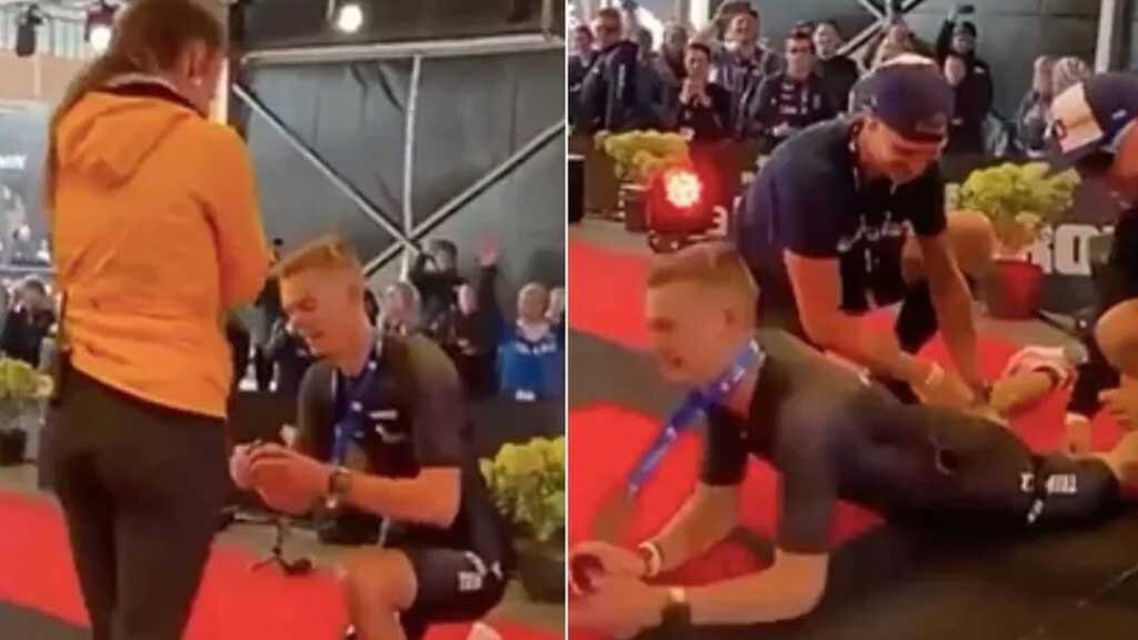 Triatleta propuesta de matrimonio