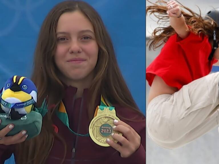 «Simplemente increíble»: la ganadora del oro en skateboarding tiene solo 13 años y quedó impactada con el apoyo del público chileno en Santiago 2023