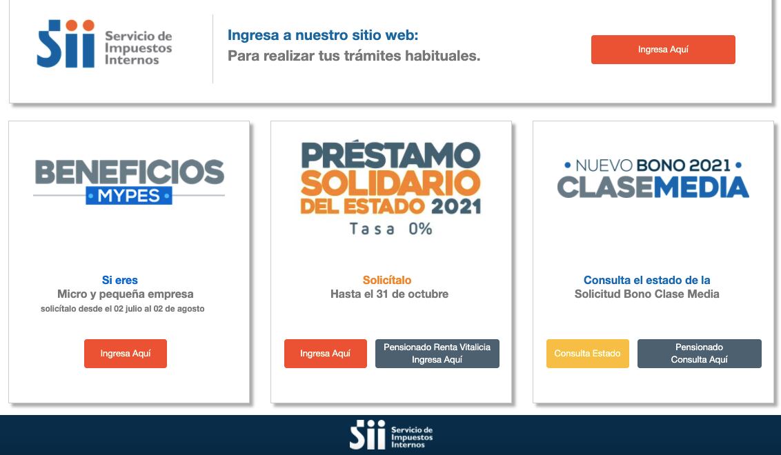 Bono feriantes y pequeñas empresas /Sitio SII