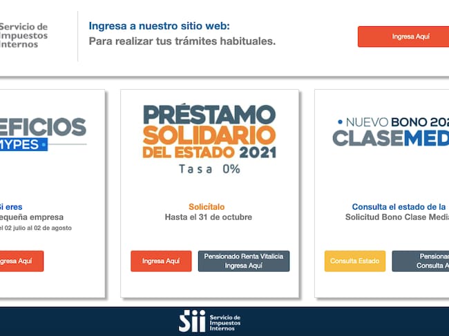 Bono feriantes y pequeñas empresas /Sitio SII