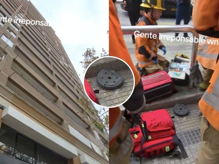 Caída de mancuerna desde edificio habría dejado a peatón herido en pleno centro de Santiago