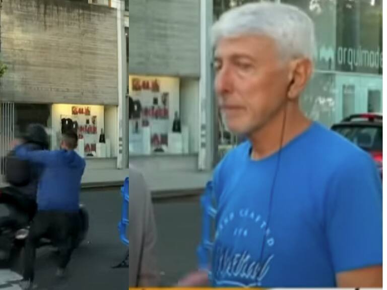 Camarógrafo argentino sufre robo de motochorros en plena transmisión en vivo