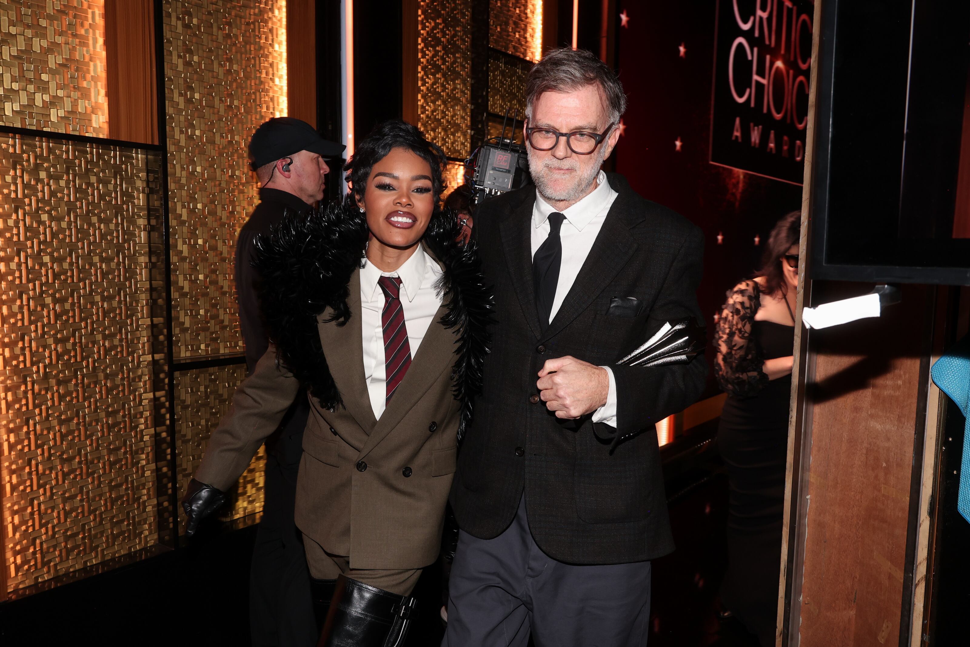 Teyana Taylor and Paul Thomas Anderson at the 31st Annual Critics Choice Awards held at the Barker Hangar on January 04, 2026 in Santa Monica, California. (Photo by Christopher Polk/Variety via Getty Images)