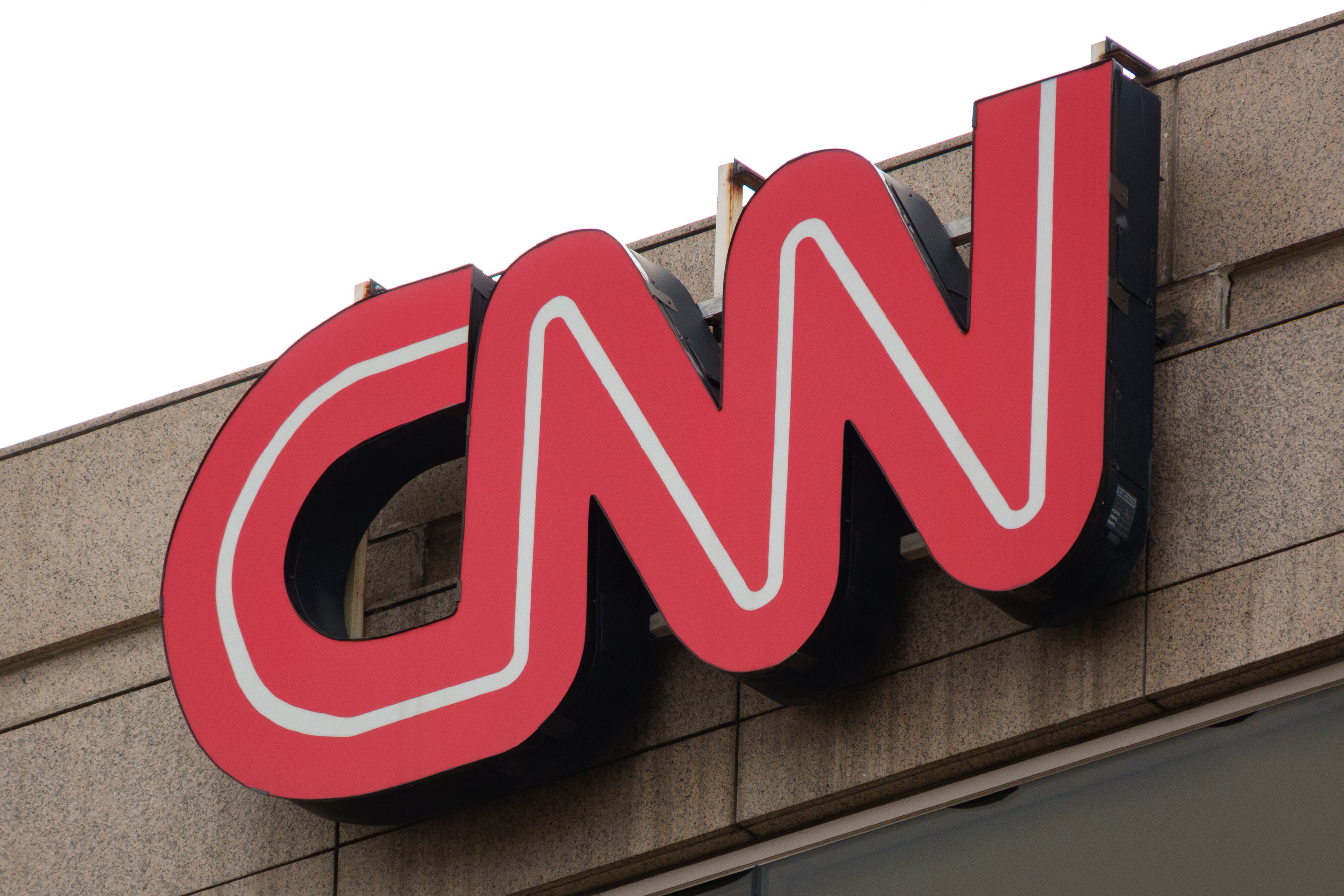WASHINGTON, DC - MAY 18: A CNN sign is displayed outside of their studios on May 18, 2025 in Washington, DC. (Photo by Kevin Carter/Getty Images)