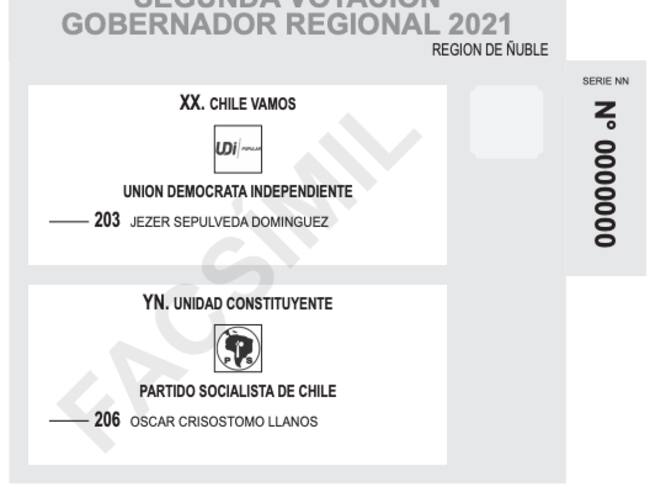 Voto de gobernadores regionales Ñuble / Fuente: Servel