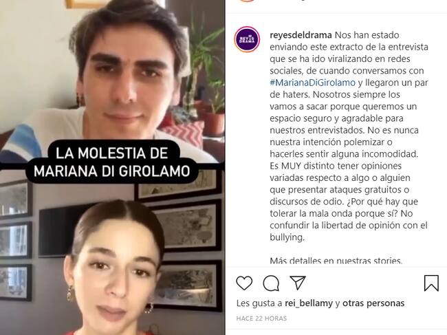 Respuesta de Mariana Di Girólamo a hater