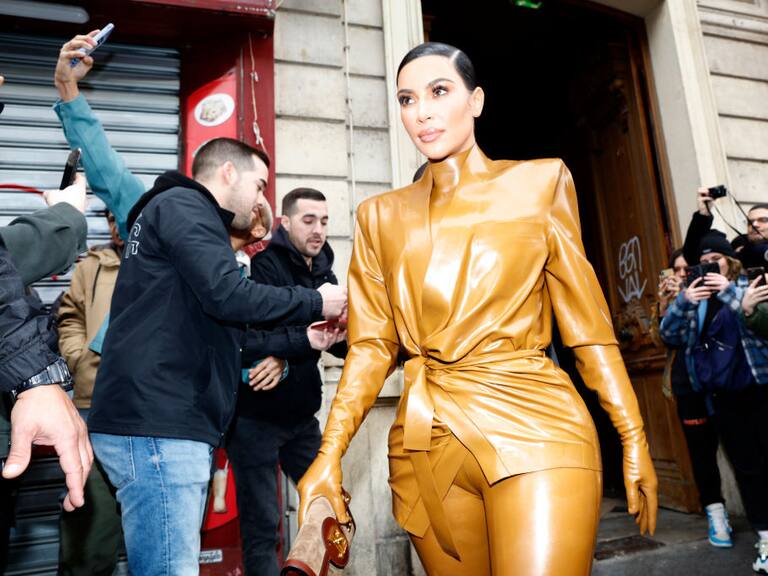 Kourtney Kardashian, daughter Penelope Disick, Kanye West, Kim Kardashian and daughter North West at Theatre des Bouffes du Nord to attend Kanye West's Sunday Service on March 01, 2020 in Paris, France. (Photo by Mehdi Taamallah/NurPhoto via Getty Images)