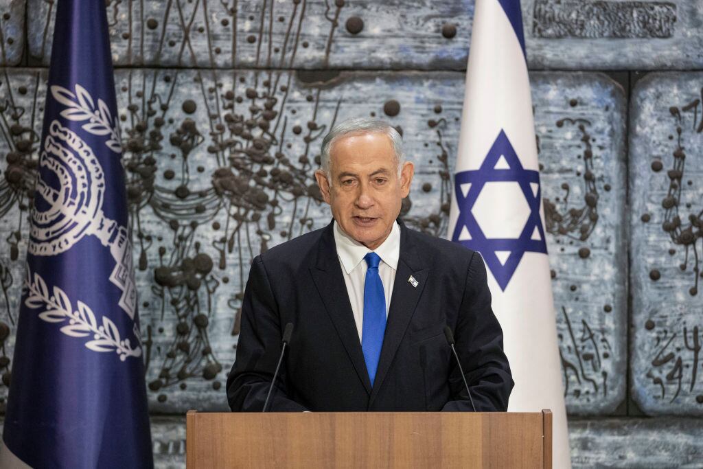 El ex primer ministro israelí Benjamín Netanyahu ante la prensa en Jerusalén