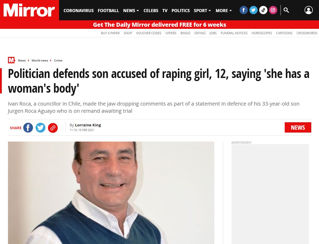 Publicación de Daily Mirror / Captura