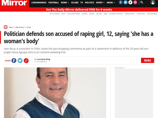 Publicación de Daily Mirror / Captura