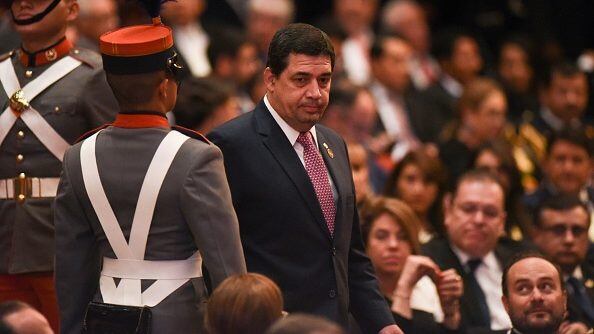 Paraguayan Vice President Hugo Velazquez, arrives at the ceremony inauguration of Guatemalan new President Alejandro Giammattei at the National Theater, in Guatemala City, on January 14, 2020. - The doctor right-wing Alejandro Giamattei assumes as president of Guatemala in replacement of the unpopular Jimmy Morales, with the promise of attacking corruption and contain the high levels of poverty. (Photo by Johan ORDONEZ / AFP) (Photo by JOHAN ORDONEZ/AFP via Getty Images)