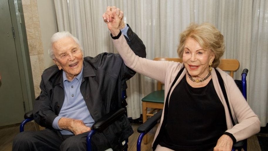 LOS ANGELES, CA - MAY 04: Actor Kirk Douglas and his wife Anne Douglas attend the 25th Anniversary Of The Anne Douglas Center at Los Angeles Mission on May 4, 2017 in Los Angeles, California. (Photo by Earl Gibson III/WireImage)