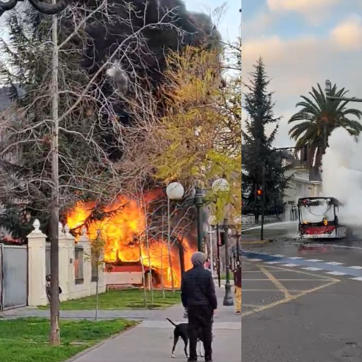 Incendio afectó a bus eléctrico en Providencia: ocho compañías de Bomberos trabajaron en el lugar